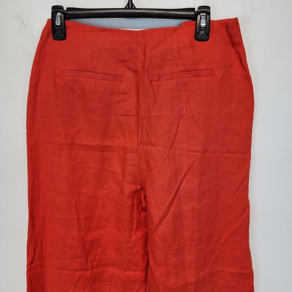 Boden Wide Leg Sailor Pants Size 6 Dark Orange 100% Linen Button Front Euro Chic - Picture 7 of 13